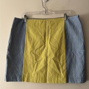 Vineyard Vines Womens Seersucker Blue Yellow Stripe Mini Skirt Size 14